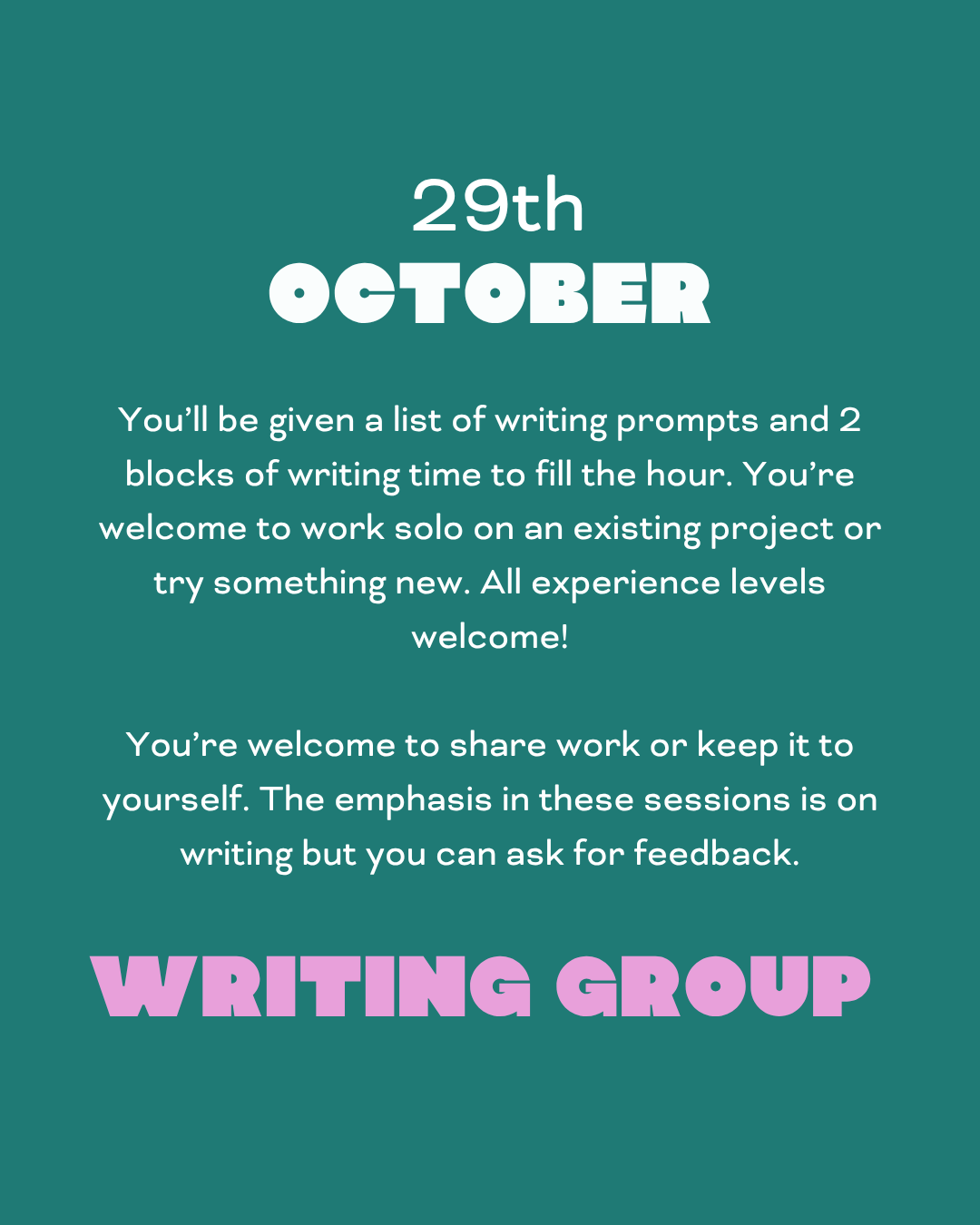 October 29th Book Club/Writing Group Ticket